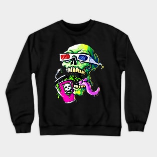 skull 3d movie time Crewneck Sweatshirt